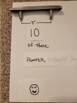 10 Pewter cabinet & drawer Maltese pulls - 3 inch