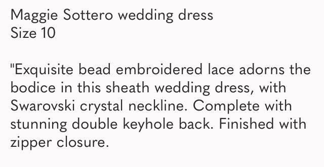 Maggie Sottero Wedding dress Size 10