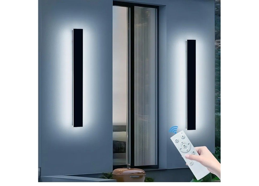 0891: New 2 Pack Long Outdoor Wall Sconce, 47.2inch Modern Exterior Light Fixture, IP65 Waterproof, 3000K-6000K Dimmable, Strip Wall Mount Lighting fo