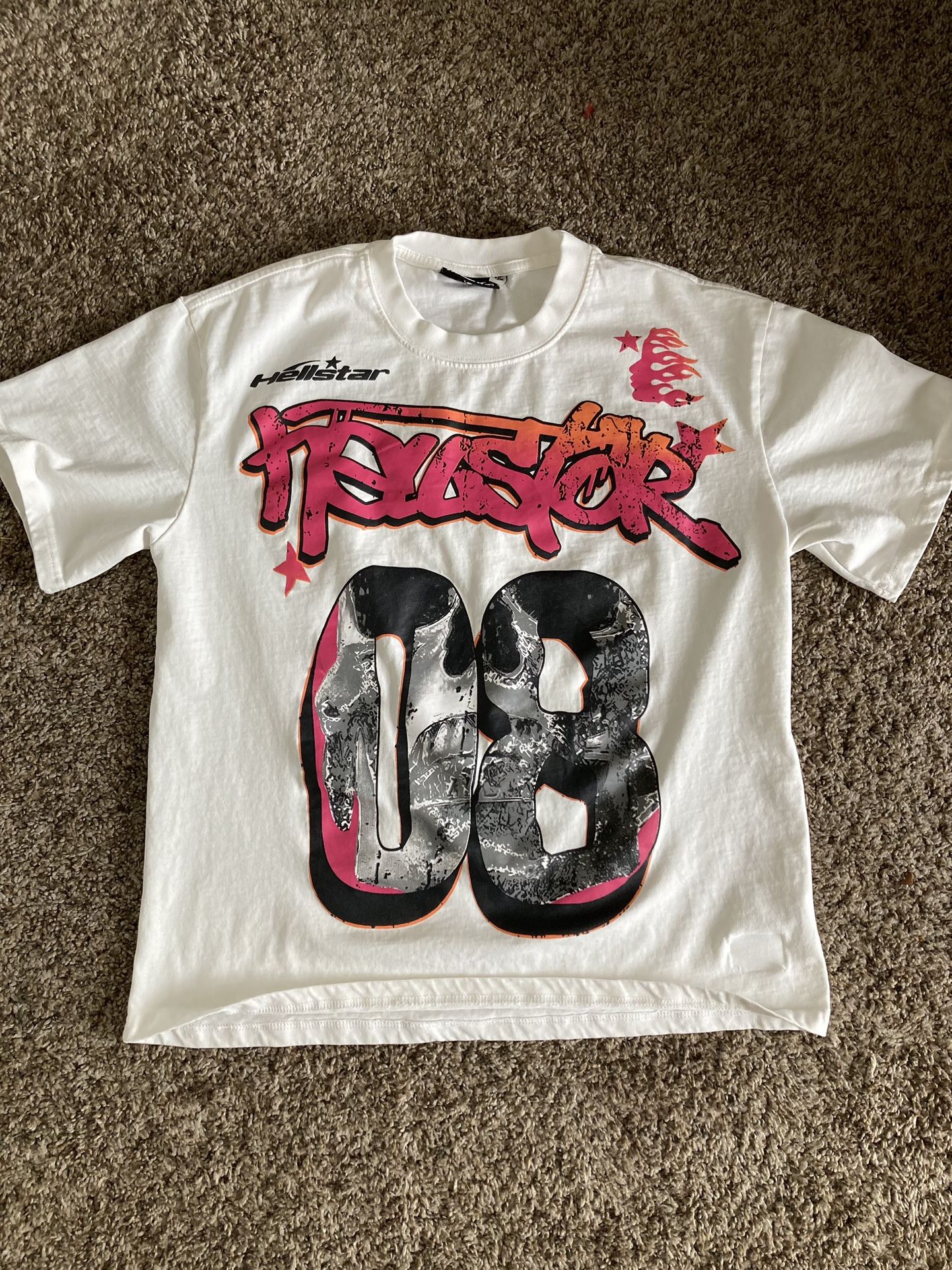 Hellstar graphic tee - multi-coloured streetwear design on a white base -comes with hellstar bag and tags -send offers pls😁 -great for summer🌴