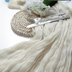 Ivory Cheesecloth Table Runner