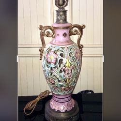 Antique Asian Inspired Ceramic Cut Out Lamp