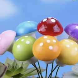 Mini adorno de jardín de setas rojas Multicolor macetas de plantas en miniatura Hada DIY paisaje bonsái jardinería decorar estacas