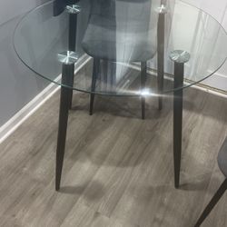 Glass Table Transparent With Black Legs