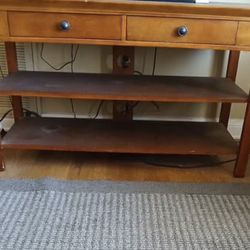 Wooden Tv Stand With Two Drawers And Two Shelves