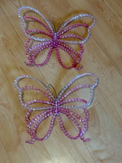 Pair Of Bling Beaded Butterfly Wall Decor
