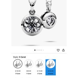 Moissanite Necklace for Women Solitaire Bezel Pendant Sterling Silver Lab Created Gem Jewelry for Her Gift for Mothers Day Wedding Anniversary Birthda