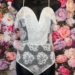 Medium And Large White Lace Bodysuit Available