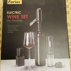 Forias Electric Wine Set Opener Wine Aerator Pourer 4 in 1 Set Rechargeable New