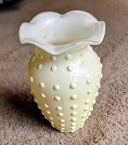 Vintage Fenton Hobnail Milk glass Vase