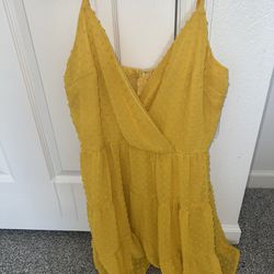 Yellow Spaghetti Strap Short Dress