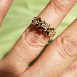 Princess Diamond Solitaire with Sapphire ring wrap