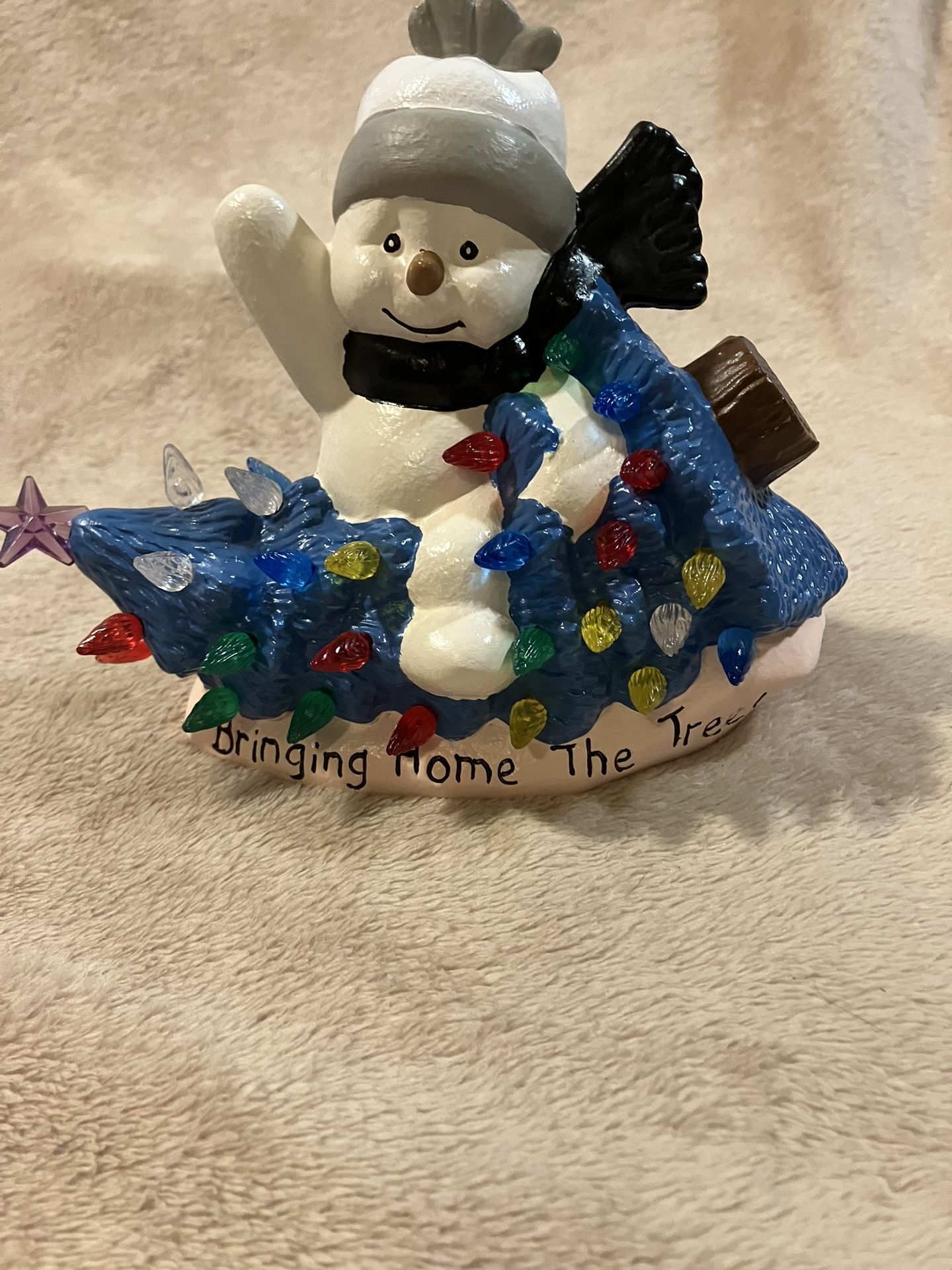 Hand Painted Snowman On A Tree