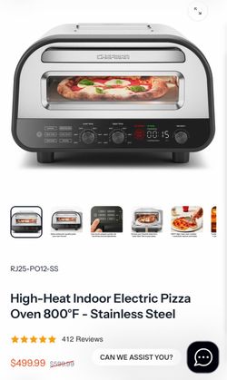 Chefman Indoor Electric Pizza Oven 800°F Stainless Steel
