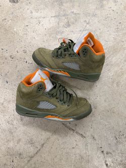 Air Jordan 5 Olive Green Orange Sneakers