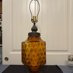 Vintage Mid Century Amber Honeycomb Table Lamp