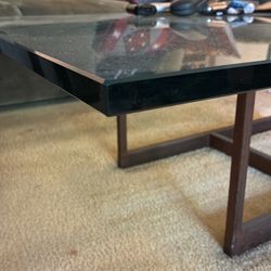 Glass Top Coffee Table w Metal Base (42”x34”)