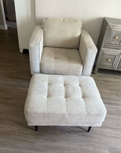 Beige Chair & Ottoman