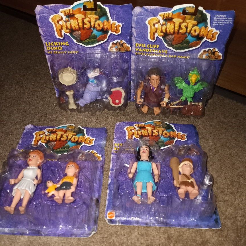 1993 VINTAGE FLINTSTONE ACTION FIGURES BRAND NEW ALL 4 FOR $40.00