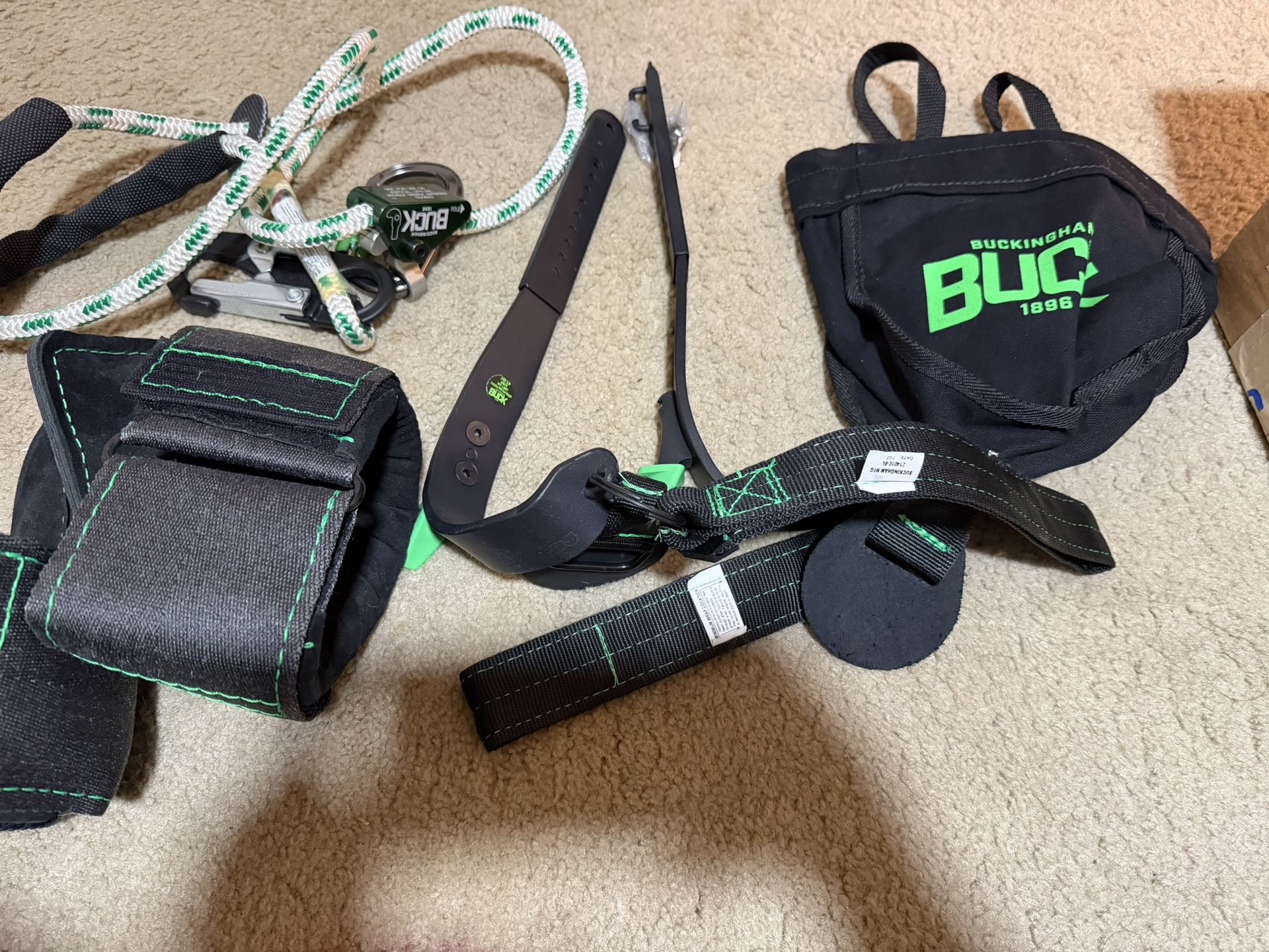 Bashlin Climbing Belt, Buckingham Hooks And Gaffs, And Buck Squeeze