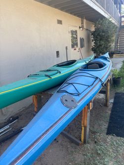 Two Sea Kayaks Blue and Teal