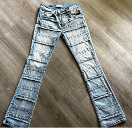 Light Wash Patchwork Flare Jeans
