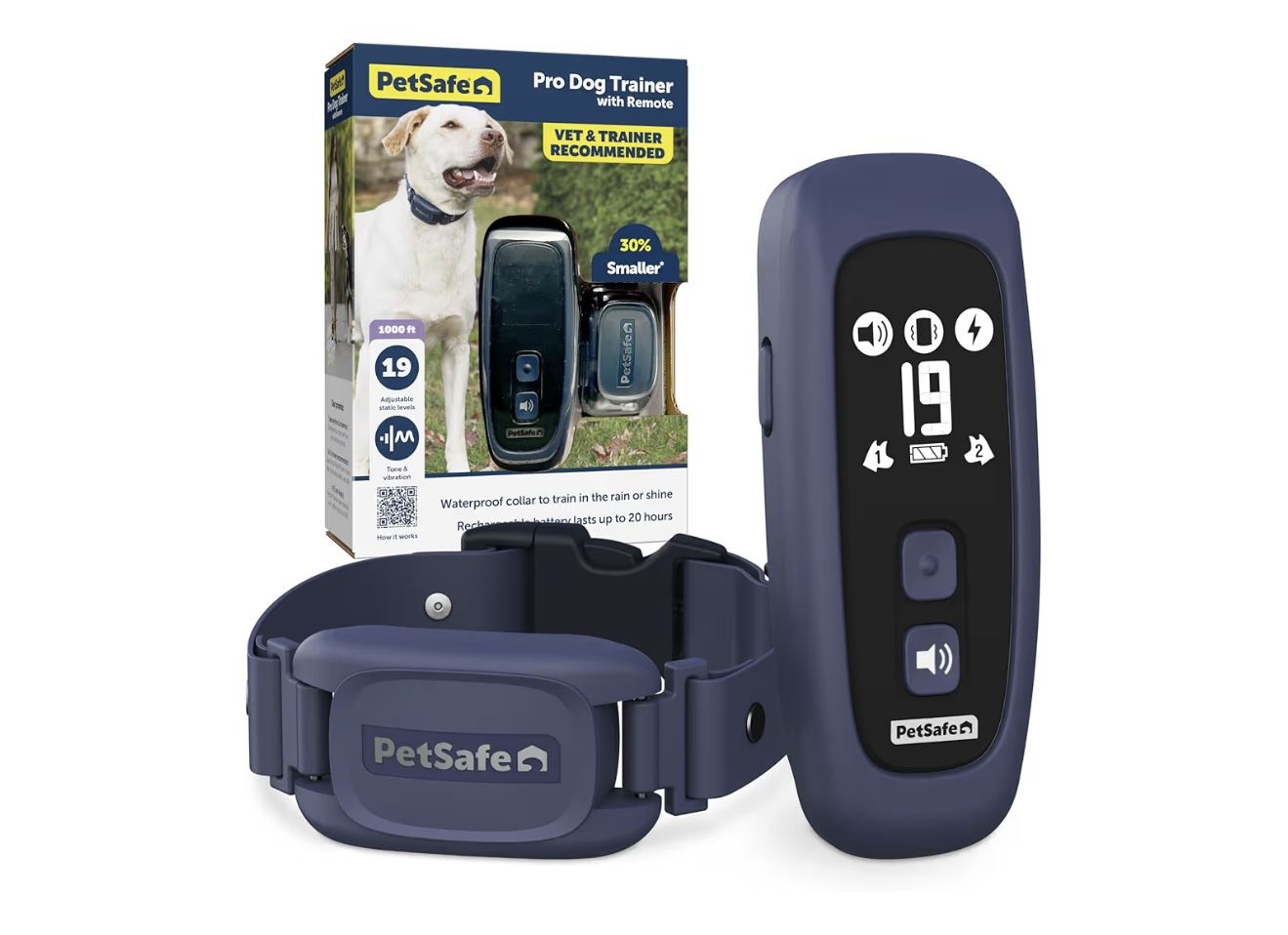 PetSafe Pro Dog Trainer with Remote – Waterproof Training Collar – 1000 ft Range – Tone, Vibration and 19 Levels – Sleek Remote Training Collar