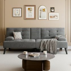 New Modern Futon Sofa Bed, Velvet Reclining Sleeper