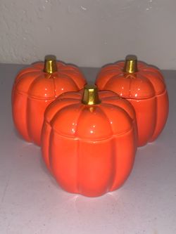 3 Pcs Fall Ceramic Pumpkin Spice Candle Gift Set