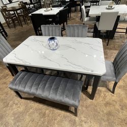 6PC Gray Dining Table Set