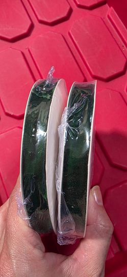 Velvet green ribbon rolls