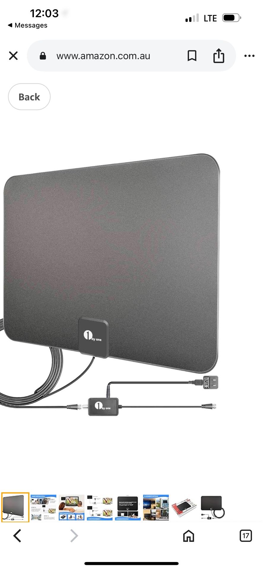 1byone TV Antenna, 50 Mile Range Amplified HDTV Antenna with Detachable Amplifier Signal Booster, USB Power Supply and 10 Feet Highest Performance Coa