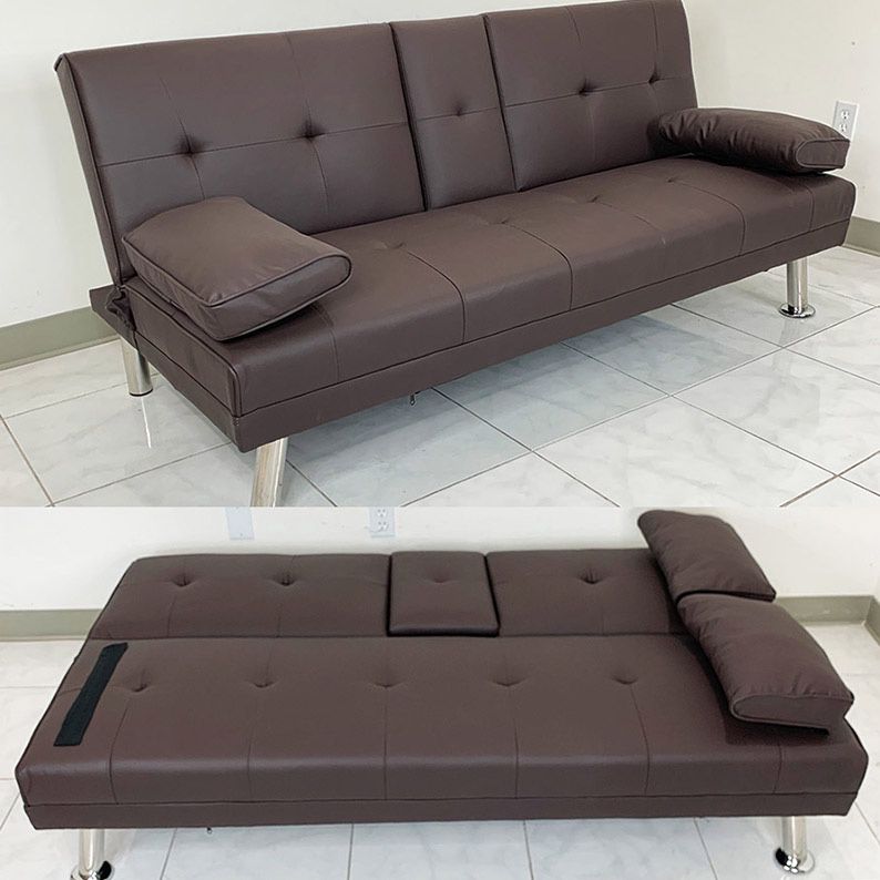 New in box $155 Sofa Bed Futon Convertible Folding Recliner Couch Furniture 65x30x31” Cup Holder 