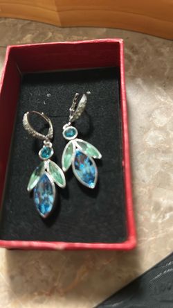 Givenchy Blue & Mint Green Crystal. Earrings