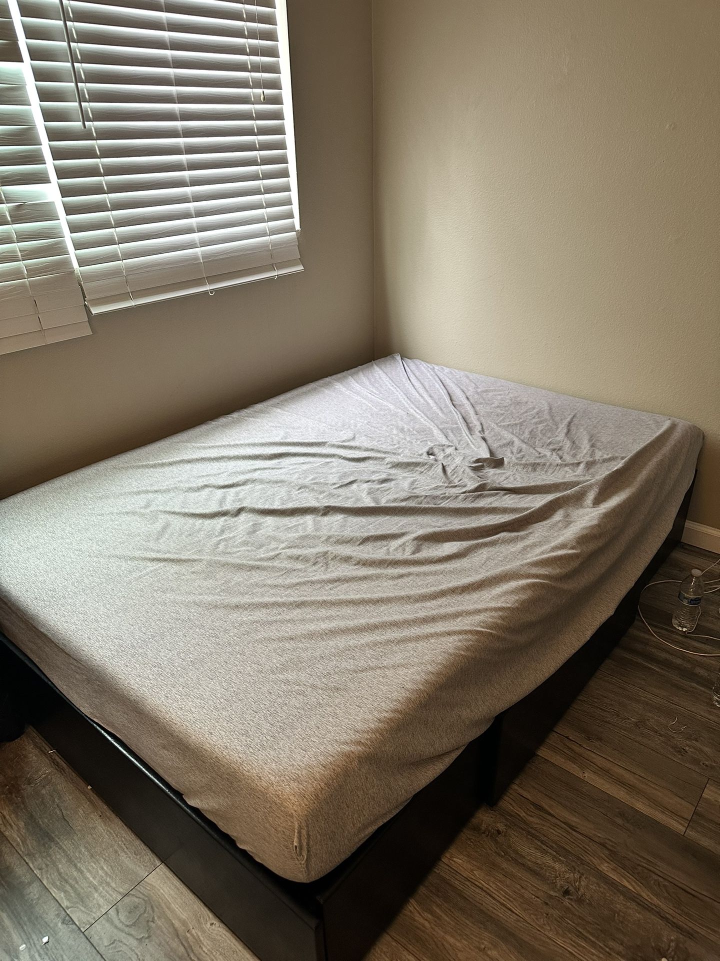 Full size platform bed frame with 3 storage drawers