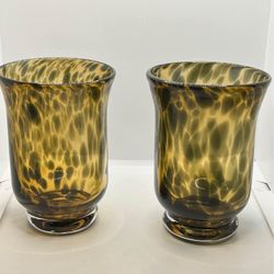 Amber Confetti Hurricane Candle Holders/Vases