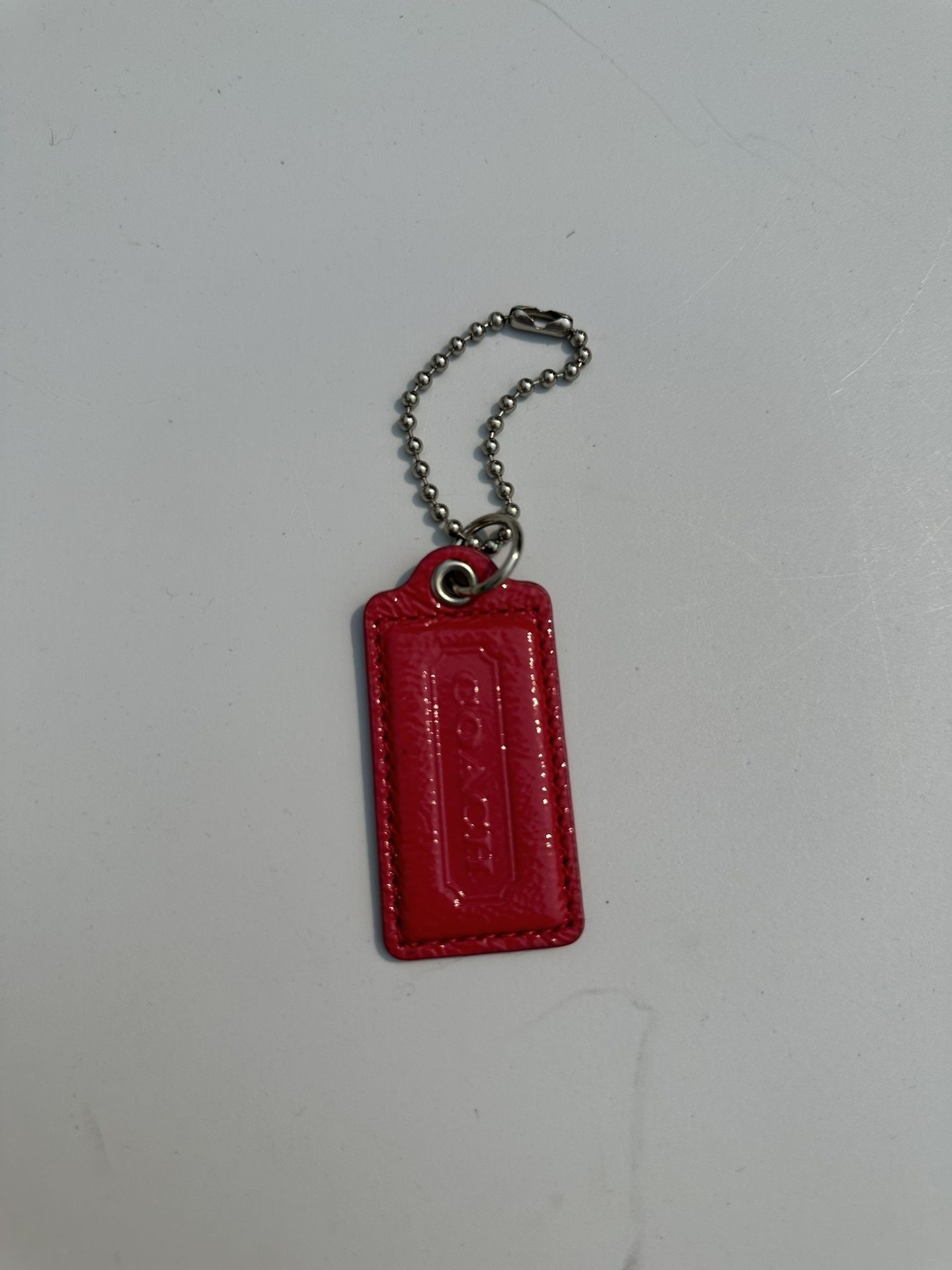 Coach Red Leather Hangtag Keychain