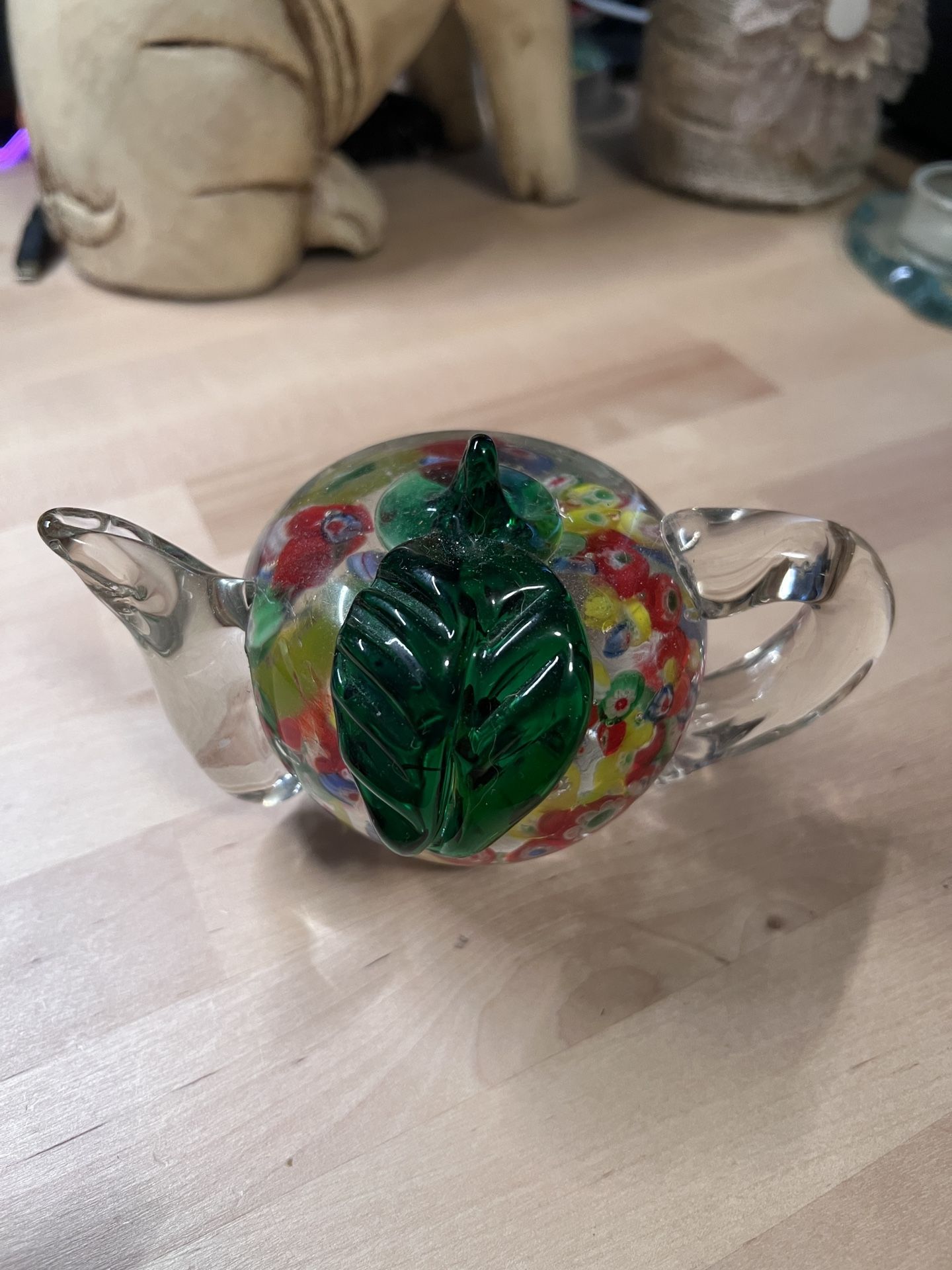 🍵 Murano-Style Art Glass Mini Teapot – Handblown Millefiori Design