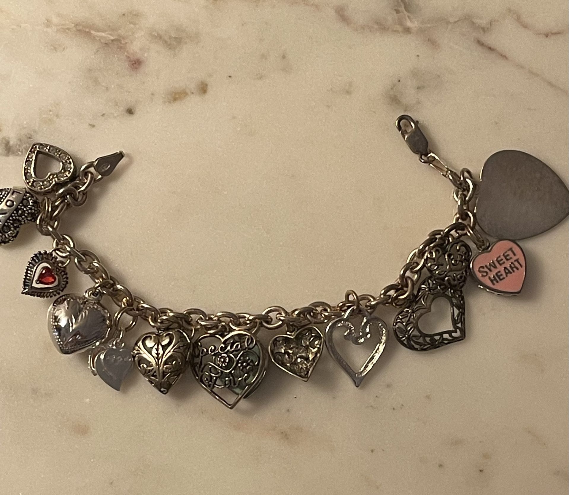 Vintage Heart Charm Bracelet