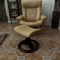 Leather Chair & Ottoman 