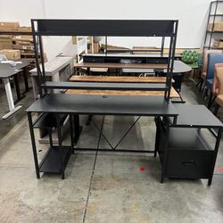 71" Office Desk, Computer Desk with Desk Lamp,Gaming Desk with File Drawer Storage,(missing Keyboard Tray and small damage)