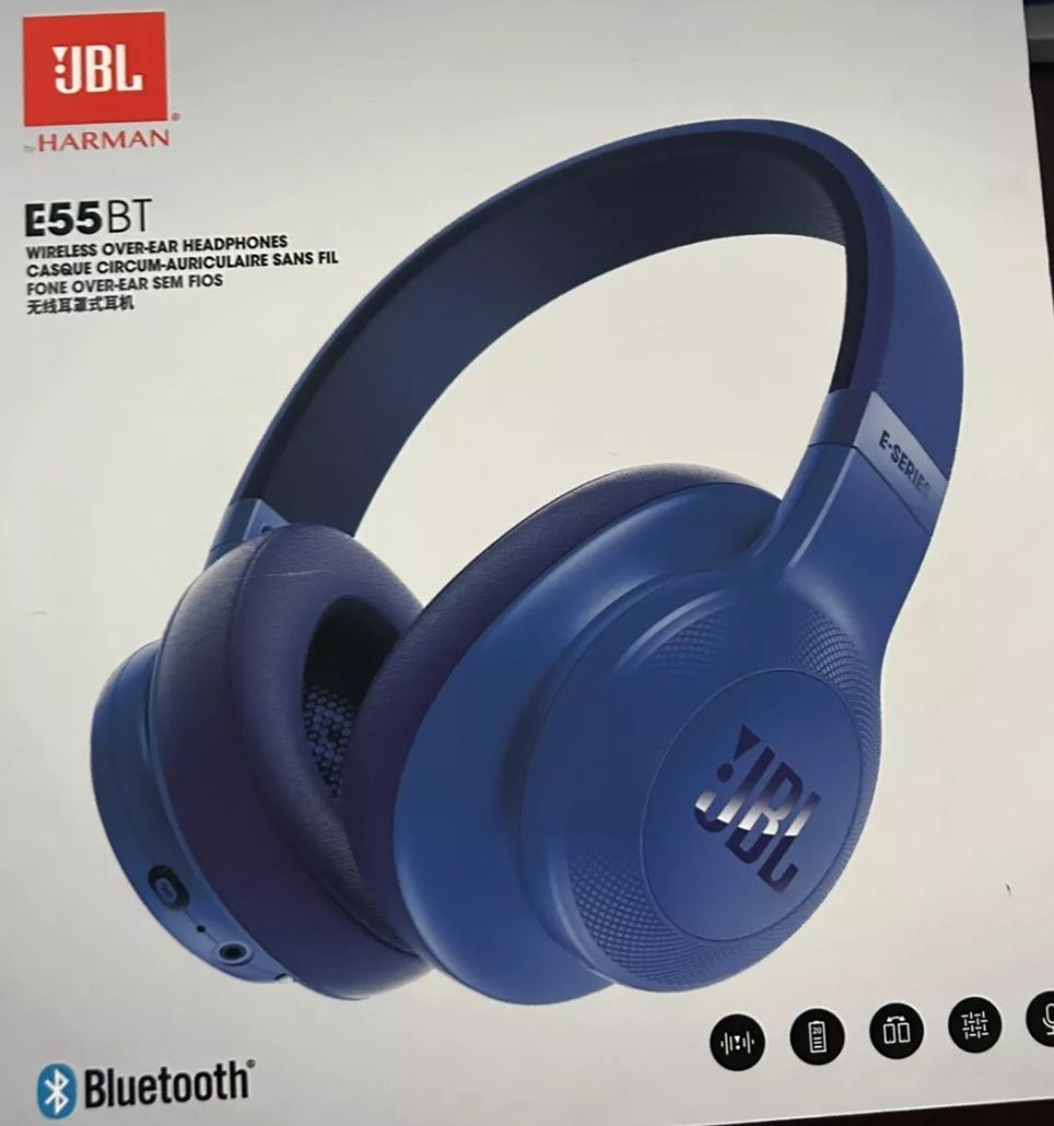 JBL E55BT Over-ear Wireless Headphones - Blue