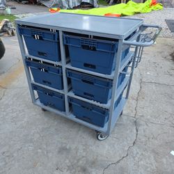 4 TIER UTILITY CART WITH 6 TOTES