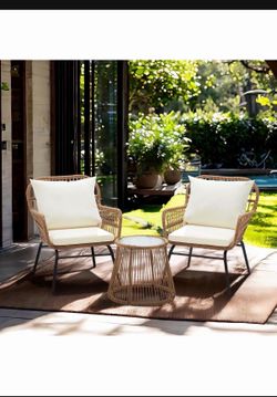 New assembled 3-Piece Outdoor Patio Furniture Set beige