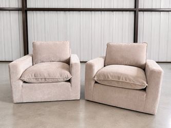 Set of 2 Sereen Fabric Swivel Accent Chair, Taupe