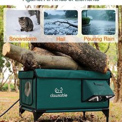 Indestructible Heated Cat House for Outside Winter, 100% Waterproof, Safe Escape Door, Insulated Outdoor Cat Shelter with Heater for Feral Barn Cat Ki