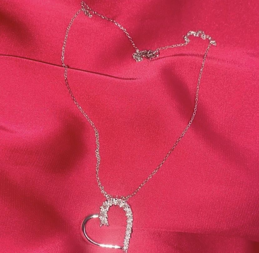 Sterling Silver And Cubic Zirconia Heart Pendant on 18" Sterling Silver Chain