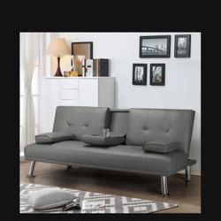 Modern Faux Leather  Futon Couch Sofa Bed Sleeper Sofa 