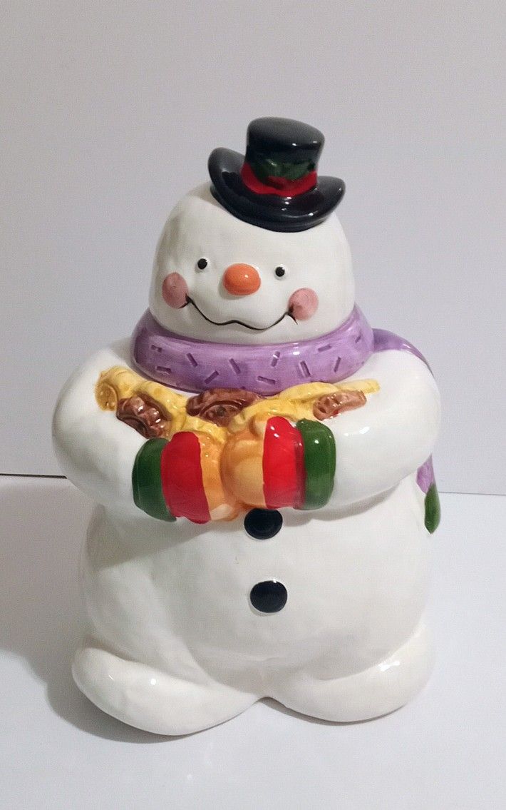 Earthenware Ceramic Snowman Cookie Jar