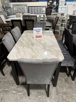 BEAUTIFUL DINING TABLE + CHAIRS – Take Home Today!